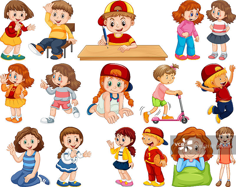扮演各种角色的大群体儿童图片素材