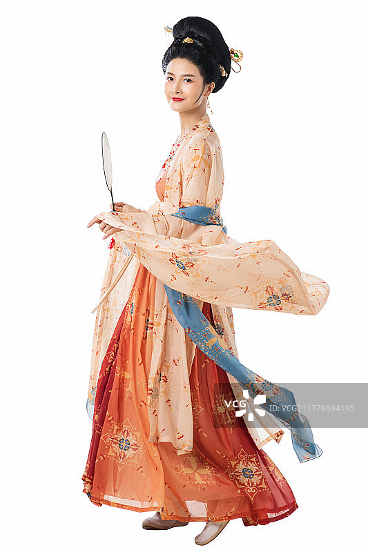 拿着扇子的古风美女图片素材