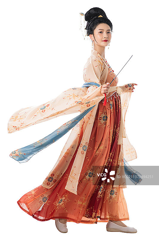 拿着扇子的古风美女图片素材