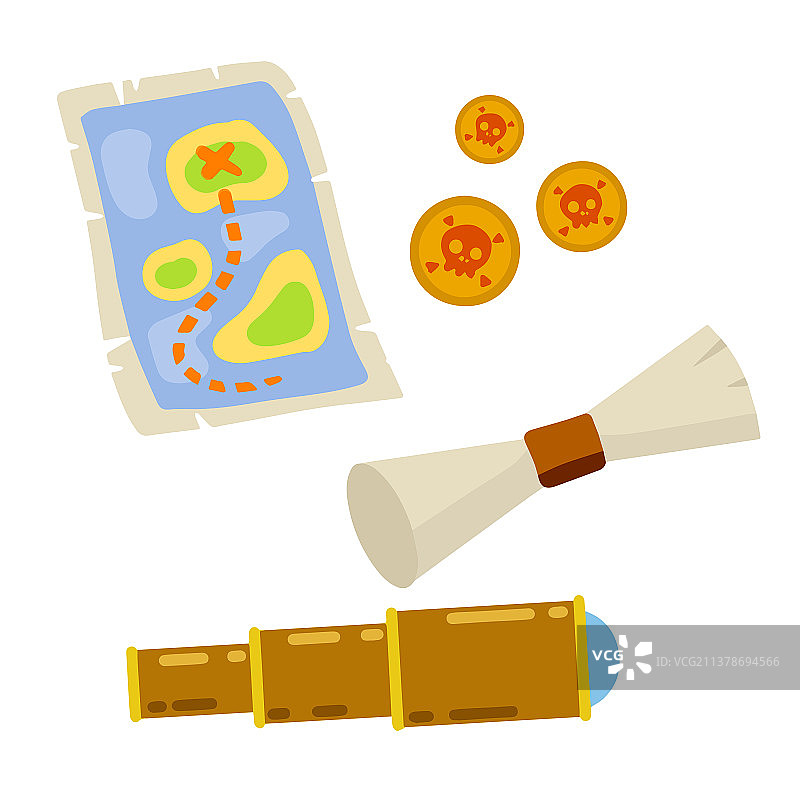 海盗藏宝图组合图片素材