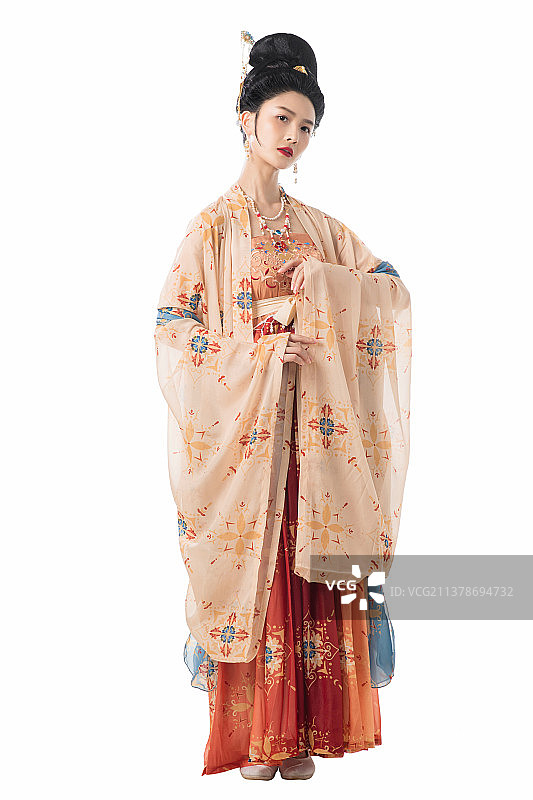 影棚拍摄漂亮的古风女子图片素材