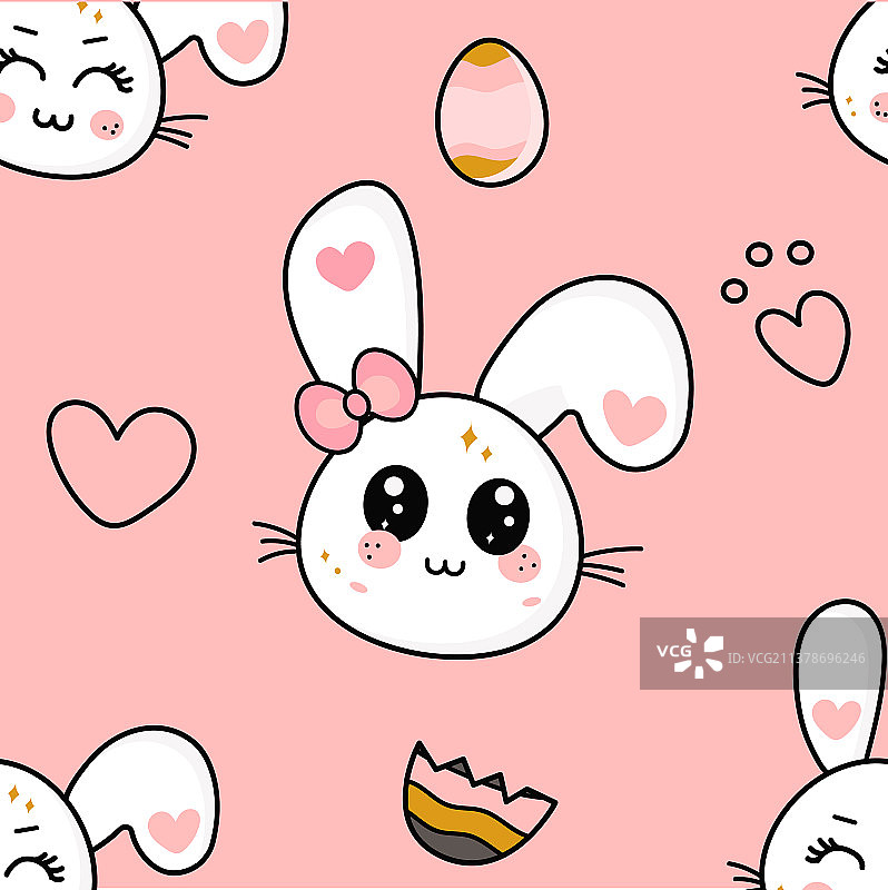 可爱卡通兔子复活节无缝图案图片素材