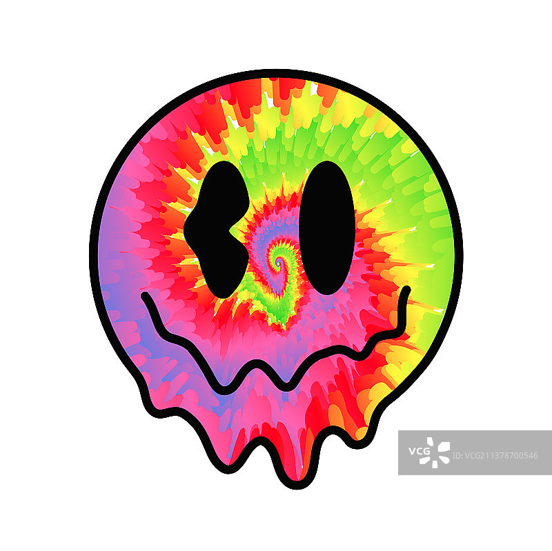 趣味扎染迷幻超现实融化笑脸图片素材