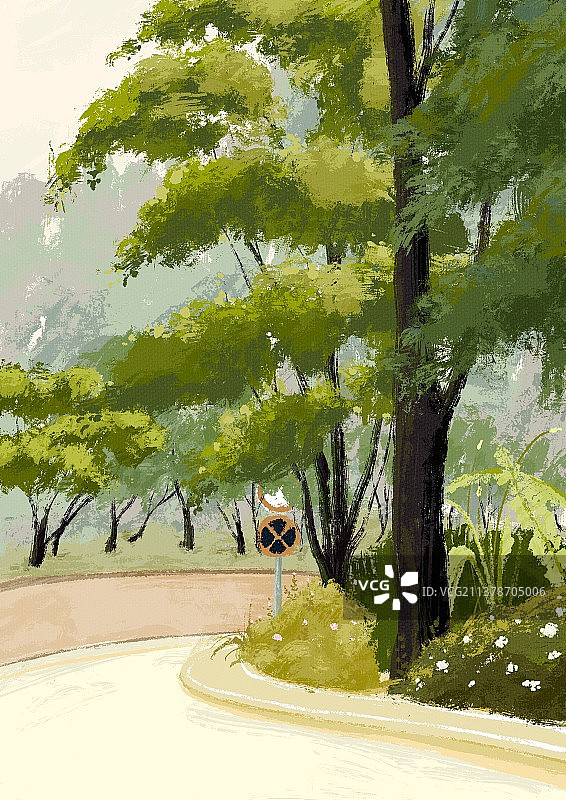 夏日绿道图片素材