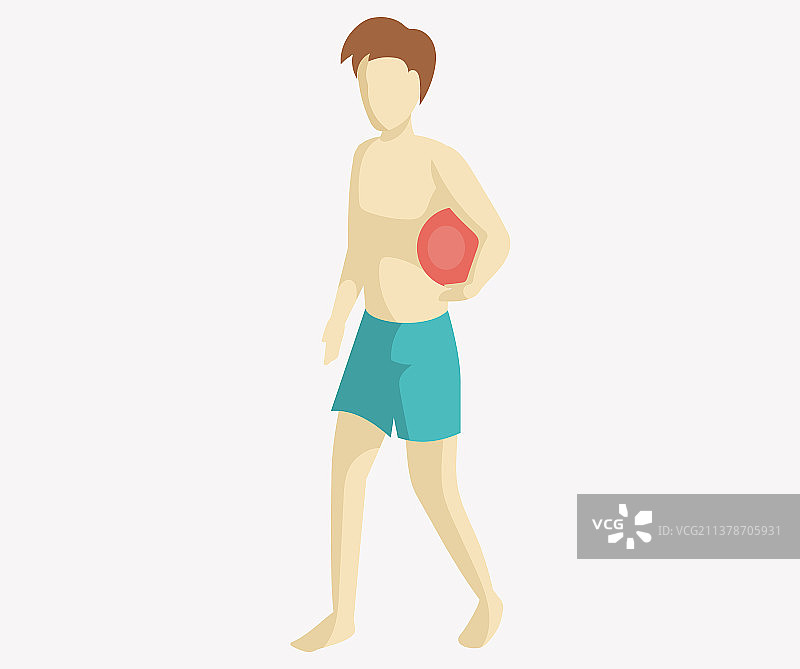 穿游泳裤的男人手里拿着球图片素材