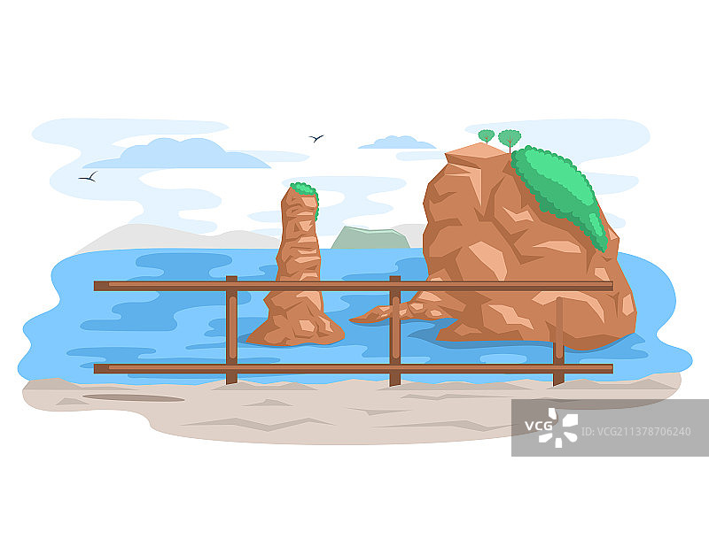 海滨码头海景水平风景图片素材