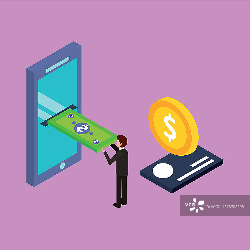 货币图标和商务人士设计图片素材