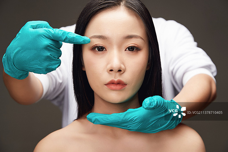亚洲美女面部特及写医美整容图片素材