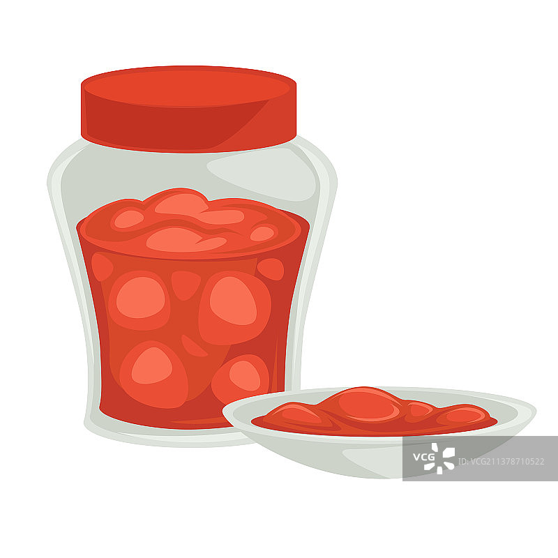 罐装和碗里的自制有机草莓酱图片素材