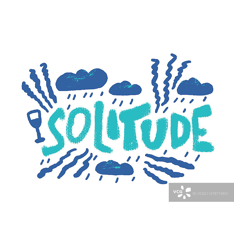 手绘的孤独字母概念图片素材