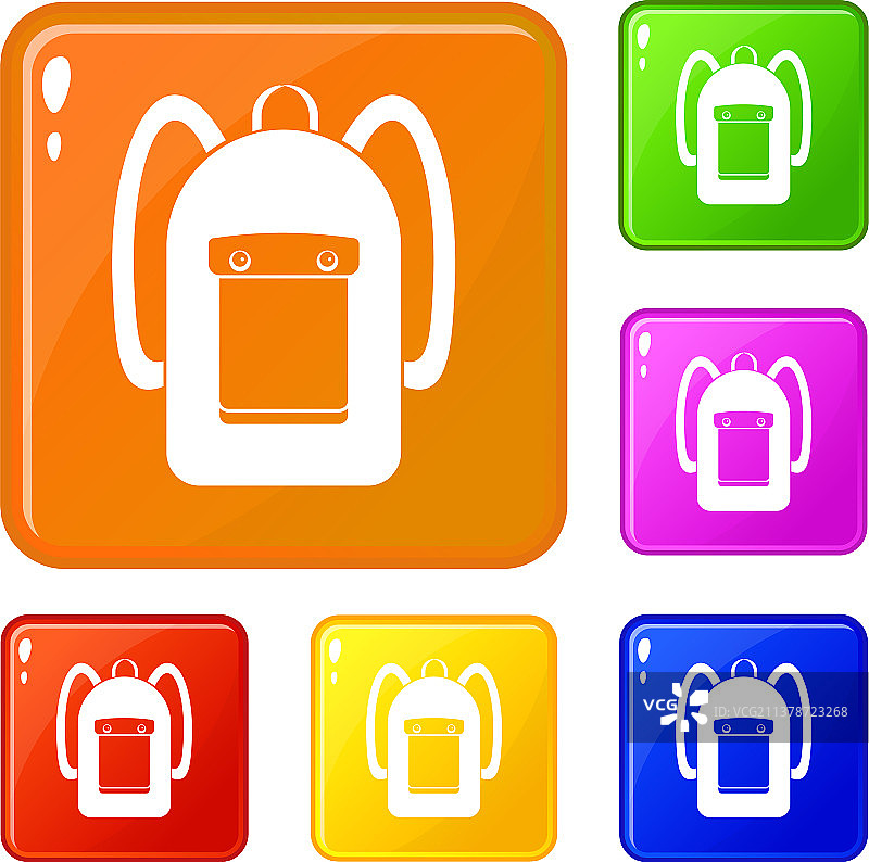 彩色背包图标集图片素材