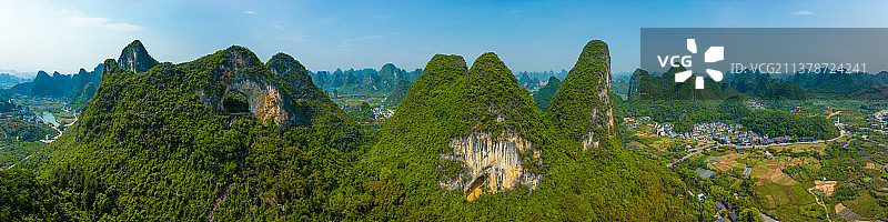 桂林阳朔月亮山景区航拍图片素材