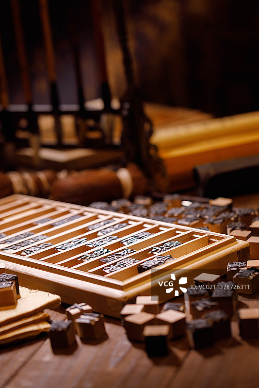 活字印刷汉字模型图片素材