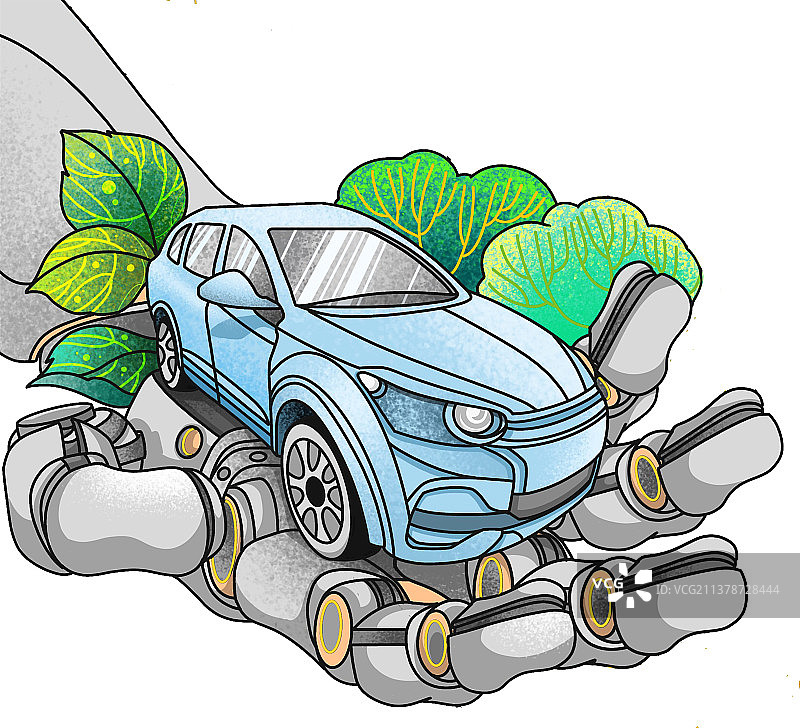 机器人智能AI未来机械人类帮手汽车新能源绿色环保可持续发展图片素材