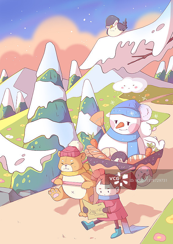 带着雪人去旅行图片素材