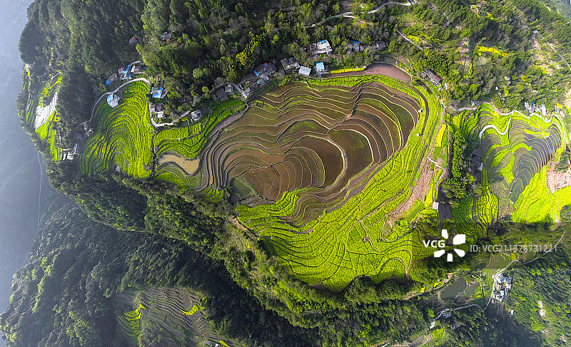 湖北利川长坪悬崖上的梯田惊艳图片素材