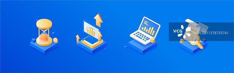 2.5D商务金融行业沙漏计算机数据矢量插画图标icon图片素材