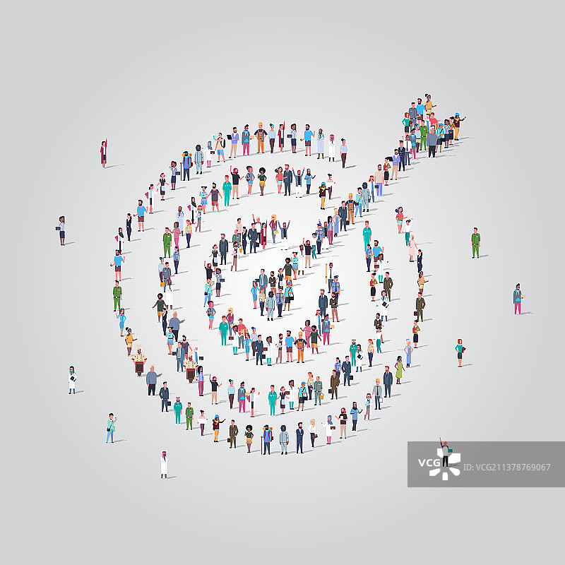 人群聚集在目标形状中图片素材