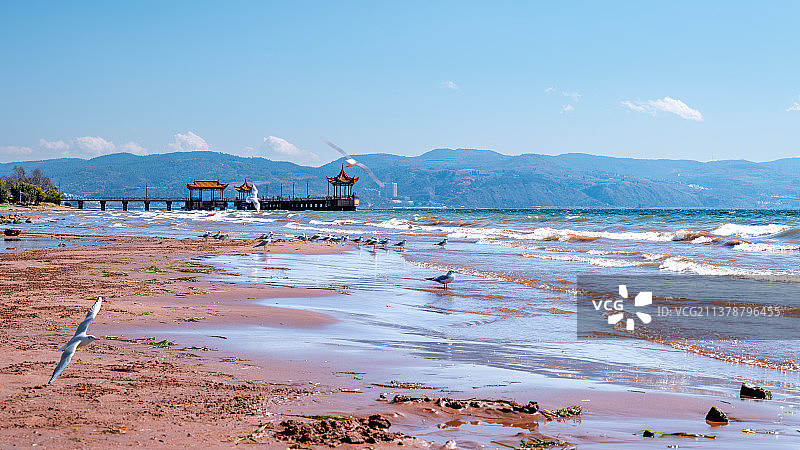 抚仙湖红沙滩图片素材