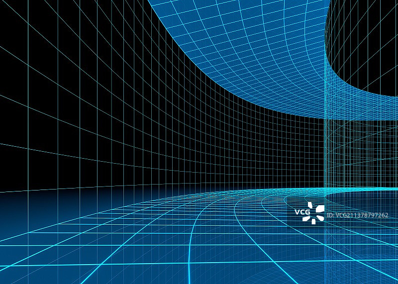 霓虹发光线条隧道图片素材
