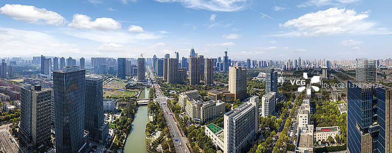 航拍宁波南部商务区建筑景观天际线图片素材