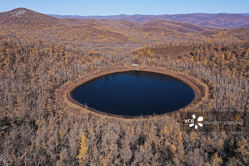 月亮天池航拍图片素材