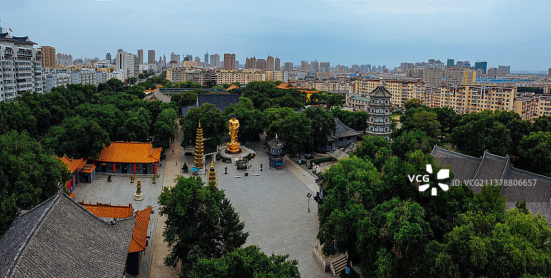 哈尔滨 地标 航拍  文化公园 极乐寺 南岗区图片素材