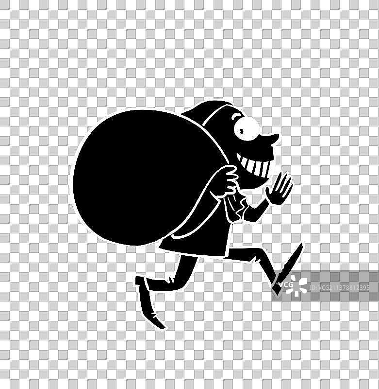 背着钱袋子的骗子剪影图片素材