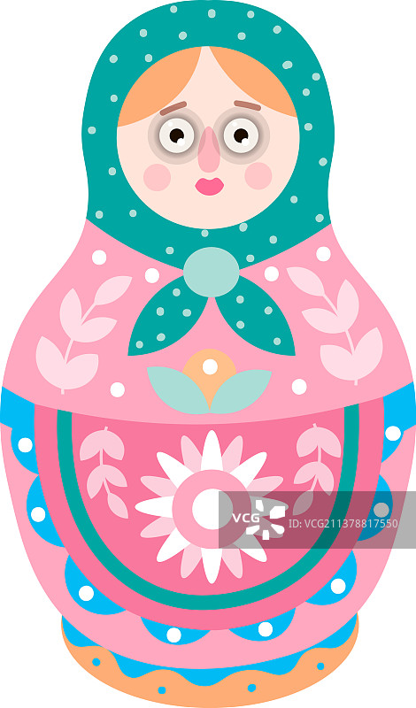 可爱彩色木制俄罗斯套娃玩具图片素材