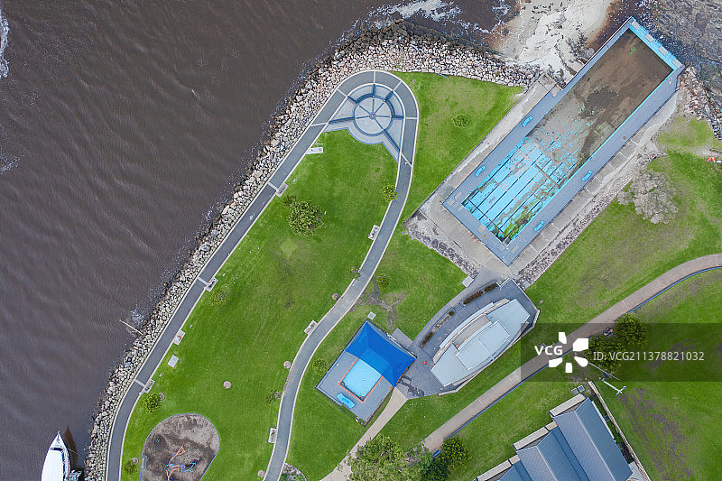 澳洲杰维斯湾卡拉拉海滩休闲度假区无人机航拍图片素材