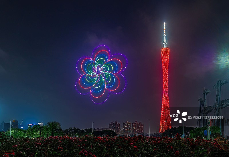 庆祝中国进出口商品交易会第131届广交会无人机表演！图片素材