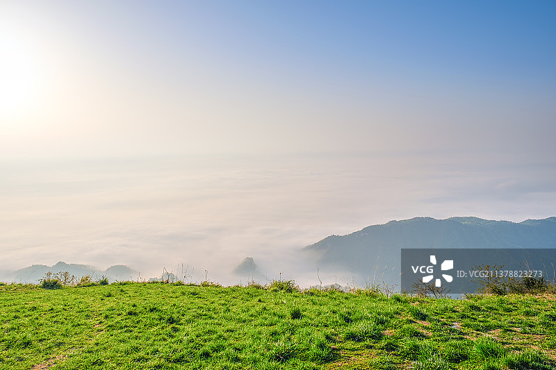 湖北省恩施望城坡草地云海日出图片素材