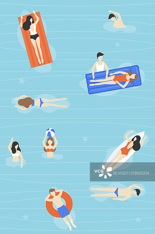 在游泳池里的人们，你好夏天图片素材