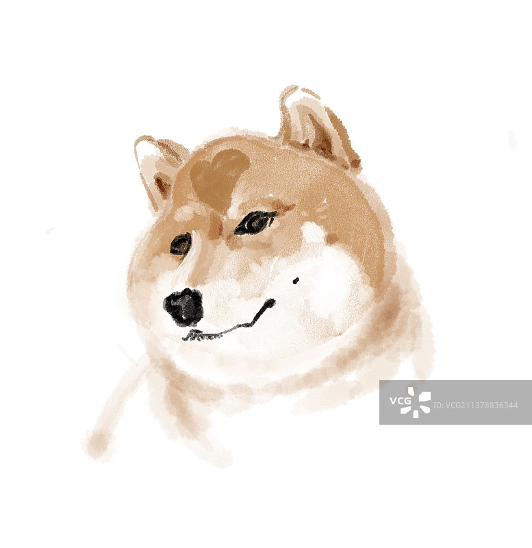 水彩柴犬微笑插画图片素材