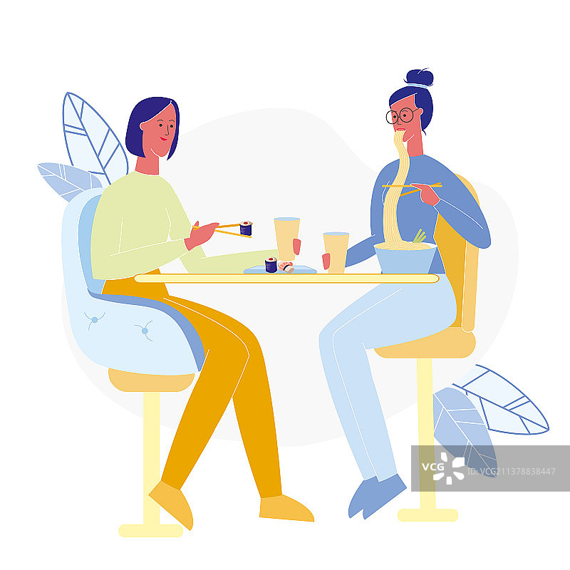 寿司店里的女性朋友图片素材