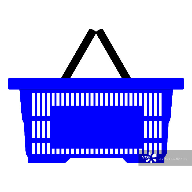 白色背景上孤立的蓝色空购物篮图片素材
