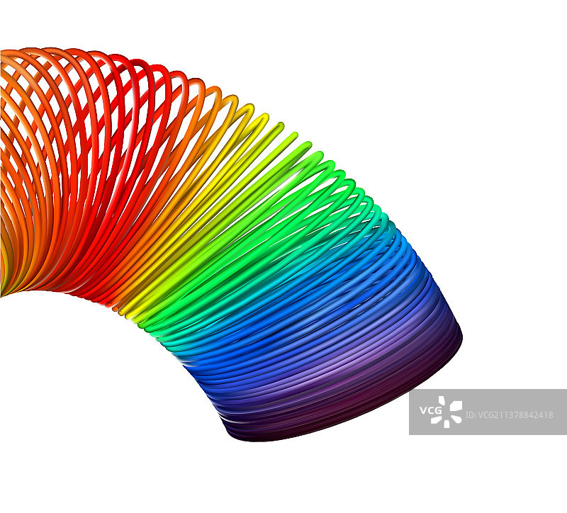 白色背景上的彩虹螺旋弹簧图片素材