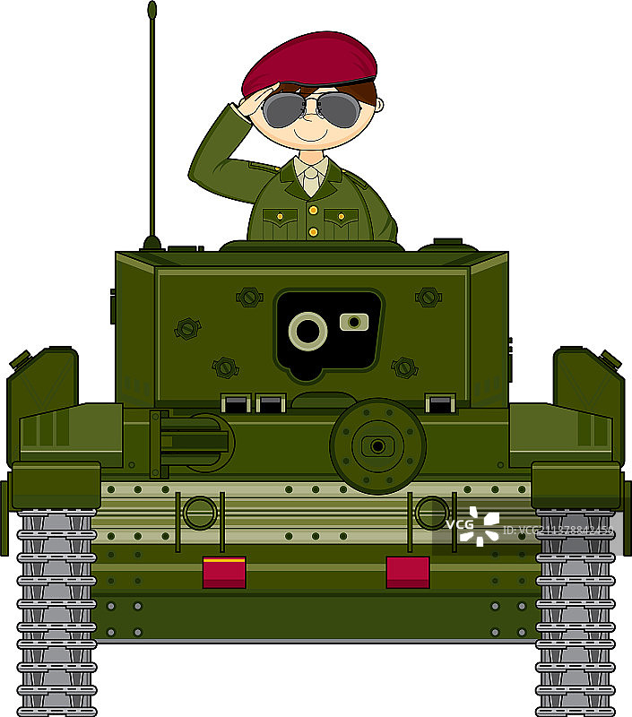 卡通军人士兵和坦克图片素材