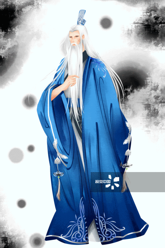 中国风古风男性道士站着插画-GIF动图图片素材