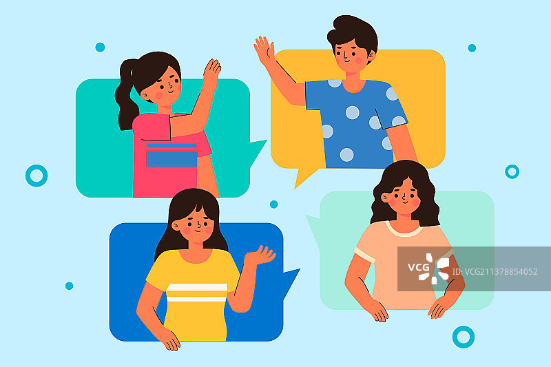 多人网络在线通话矢量插画图片素材