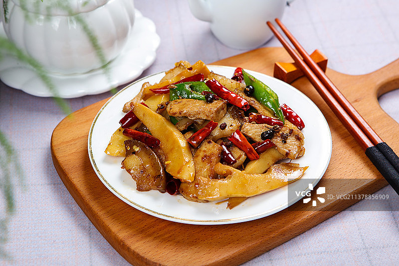 美味营养回锅肉炒鲜笋图片素材