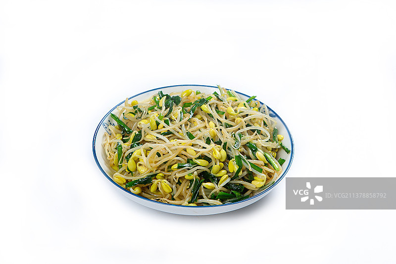 清新可口韭菜炒豆芽图片素材