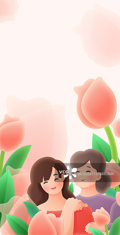 母亲节移动端矢量插画海报图片素材