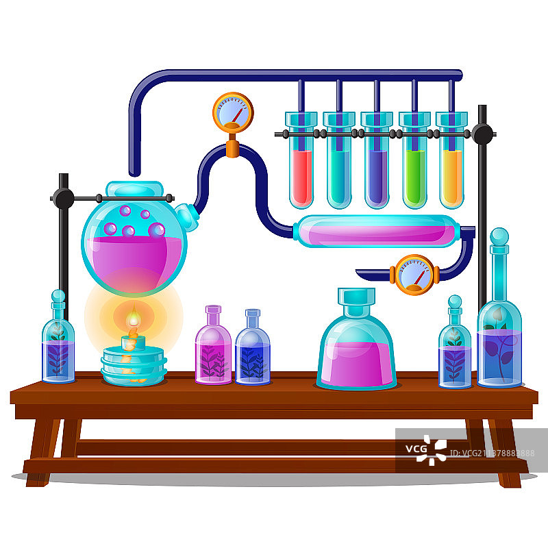 化学颜色反应阶段的顺序图片素材