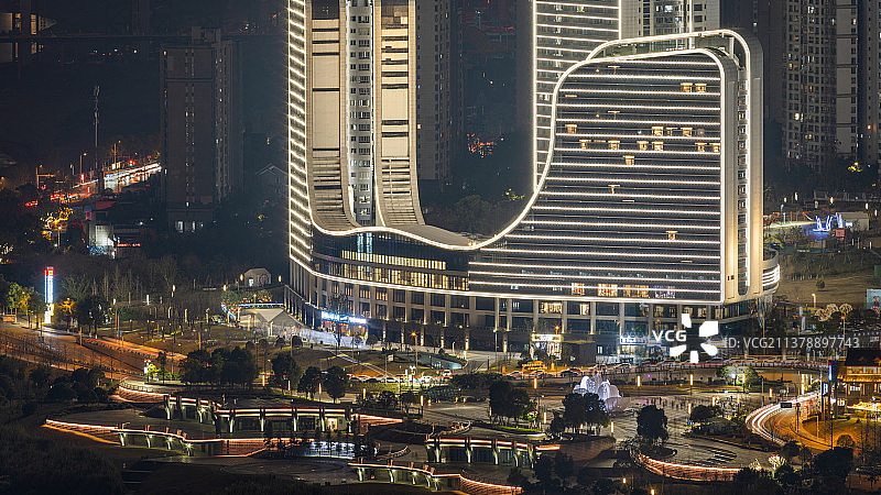 重庆市巴南区融汇西流沱小镇夜景图片素材