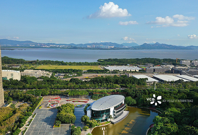广东省深圳市福田区深圳国际园林花卉博览园航拍图片素材