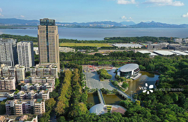 广东省深圳市福田区深圳国际园林花卉博览园航拍图片素材