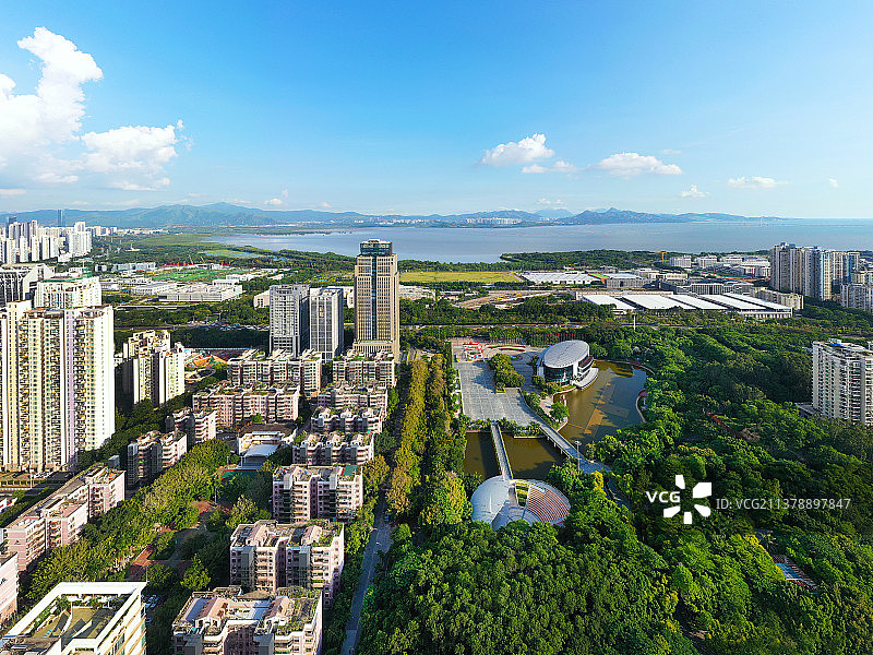 广东省深圳市福田区深圳国际园林花卉博览园航拍图片素材