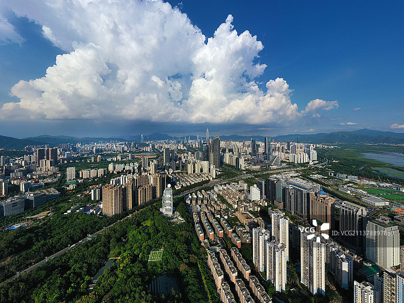 广东省深圳市福田区深圳国际园林花卉博览园航拍图片素材