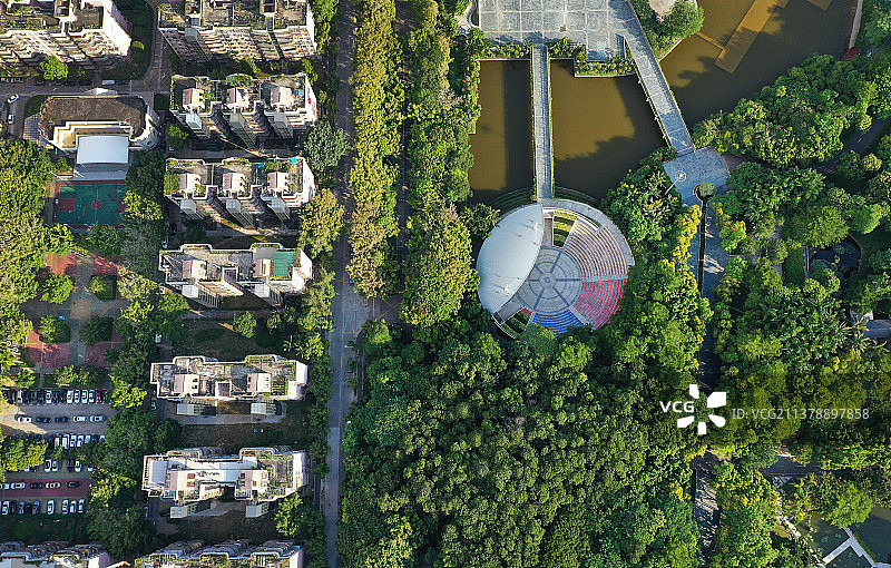 广东省深圳市福田区深圳国际园林花卉博览园航拍图片素材